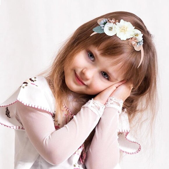 5 Piece Plastic Flower Headbands Kids Teens Girls Toddler Floral Hair Accessorie